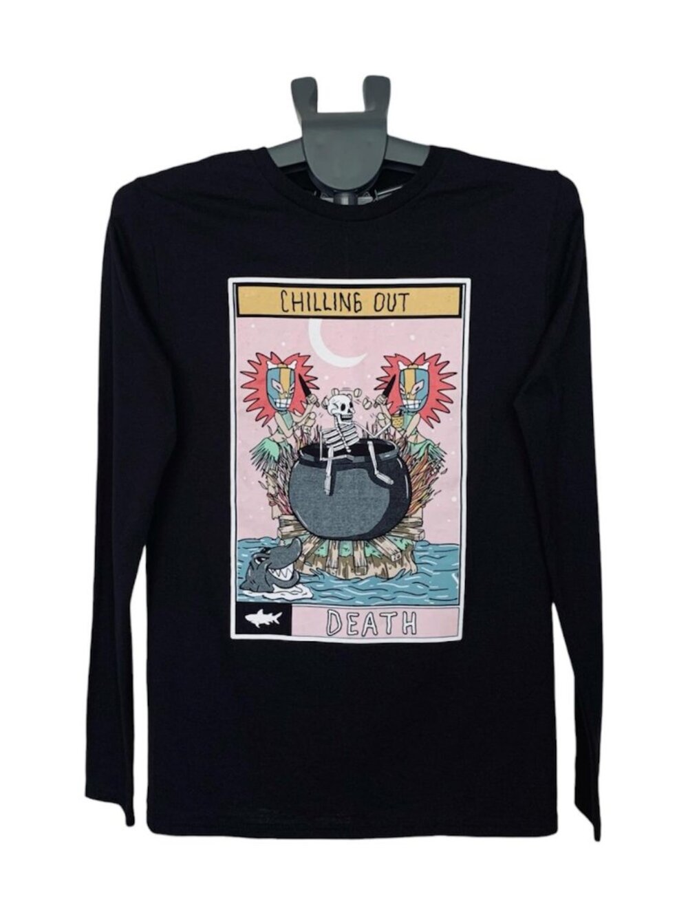 Skeleton Graphic Long Sleeve Tee | Size S | Black